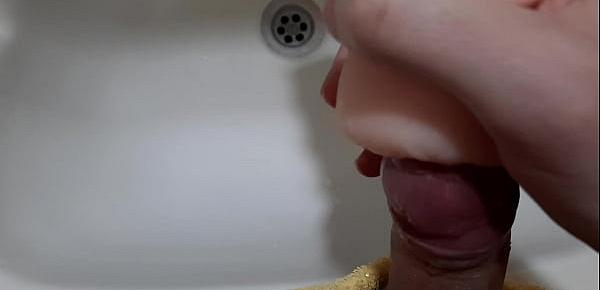  Such intense ORGAMS using a VAGINA TOY over his Sink